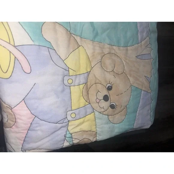 Vintage Baby Bear, Bunny And pinwheel Baby And toddler Comforter TOTE 2 - Picture 6 of 6
